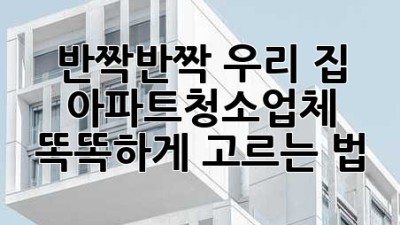✨반짝반짝 우리 집✨ 아파트청소업체 똑똑하게 고르는 법! 🏡